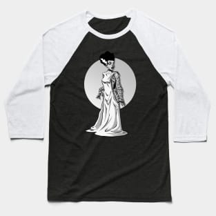 Bride of Frankenstein Black and White Baseball T-Shirt